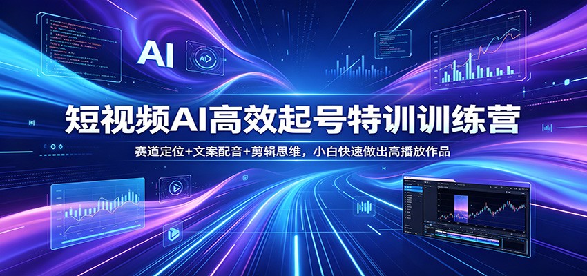 短视频AI高效起号特训训练营：赛道定位+文案配音+剪辑思维，小白快速做出高播放作品-知创网