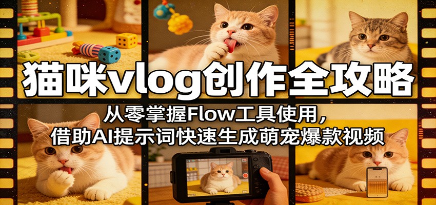 猫咪vlog创作全攻略:从零掌握Flow工具使用,借助AI提示词快速生成萌宠爆款视频-知创网