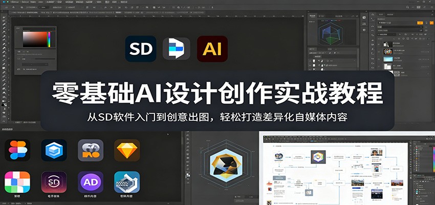 零基础AI设计创作实战教程：从SD软件入门到创意出图，轻松打造差异化自媒体内容-知创网