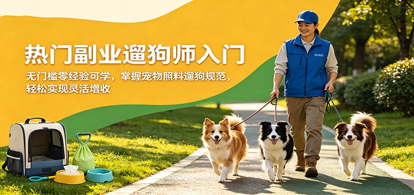 热门副业遛狗师入门，无门槛零经验可学，掌握宠物照料遛狗规范，轻松实现灵活增收-知创网