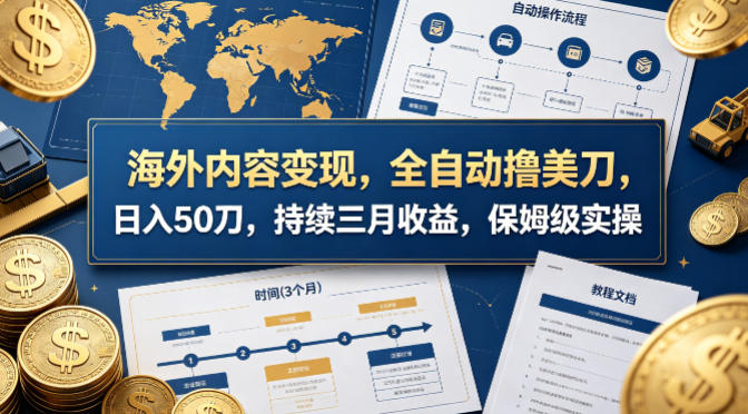 海外内容变现，全自动撸美刀，日入50刀，持续三月收益，保姆级实操【揭秘】-知创网
