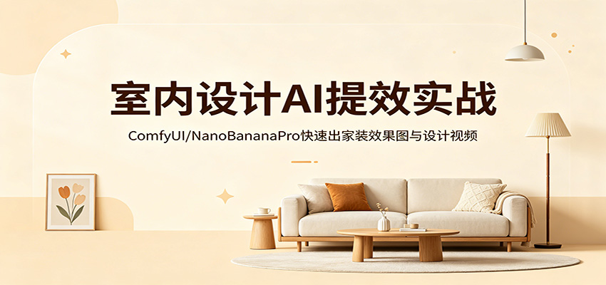 室内设计AI提效实战：ComfyUI/NanoBananaPro快速出家装效果图与设计视频-知创网