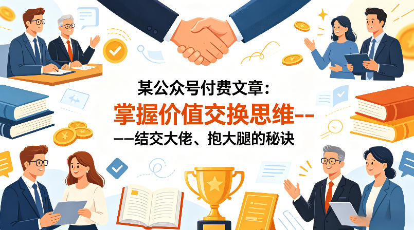 某公众号付费文章：掌握价值交换思维—-结交大佬、抱大腿的秘诀-知创网