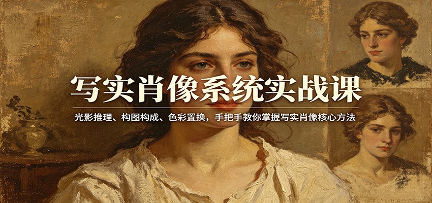 写实肖像系统实战课：光影推理、构图构成、色彩置换，手把手教你掌握写实肖像核心方法-知创网