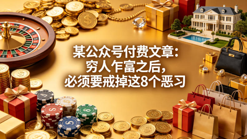 某公众号付费文章：穷人乍富之后，必须要戒掉这8个恶习-知创网