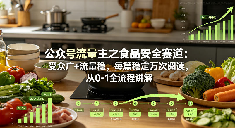 公众号流量主之食品安全赛道，受众广+流量稳，每篇作品稳定万次阅读，从0-1全流程讲解-知创网