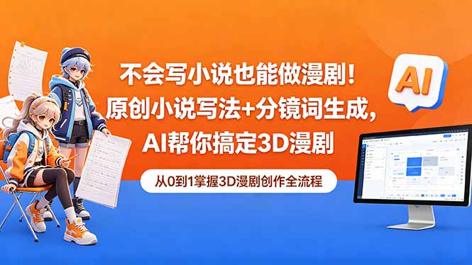 （18512期）不会写小说也能做漫剧！原创小说写法+分镜词生成，AI帮你搞定3D漫剧-知创网