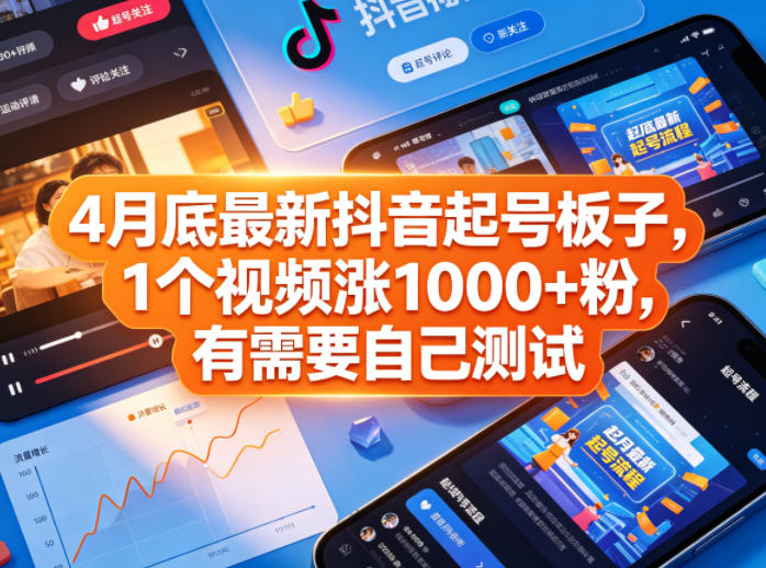 4月底最新抖音起号板子，1个视频涨1000+粉，有需要自己测试-知创网