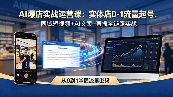 （18451期）AI爆店实战运营课：实体店0-1流量起号，同城短视频+AI文案+直播全链路实战-知创网