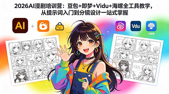 （18607期）2026AI漫剧培训营：豆包+即梦+Vidu+海螺全工具教学，从提示词入门到分镜设计一站式掌握-知创网