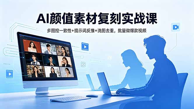 （18450期）AI颜值素材复刻实战课，多图控一致性+提示词反推+洗图去重，批量做爆款视频-知创网
