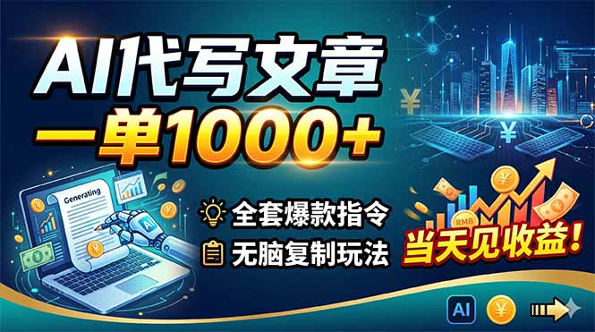 (18575期)AI代写文章,一单1000+,全套爆款指令+无脑复制玩法,当天见收益!-知创网