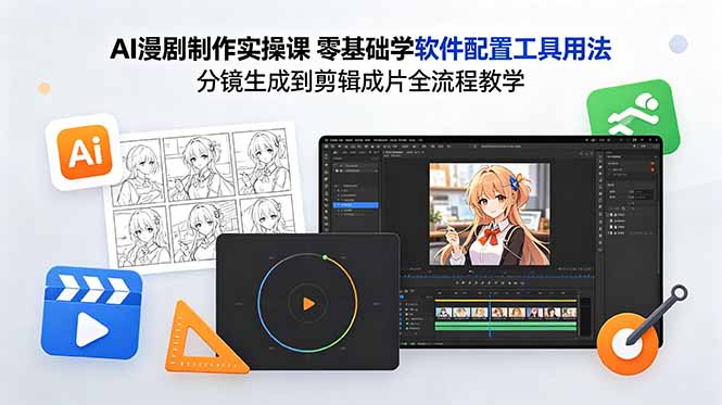 （18605期）AI漫剧制作实操课 零基础学软件配置工具用法 分镜生成到剪辑成片全流程教学-知创网