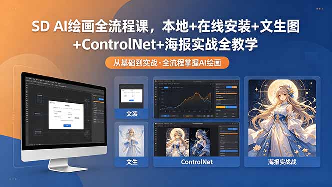 （18453期）SD AI绘画全流程课，本地+在线安装+文生图+ControlNet+海报实战全教学-知创网