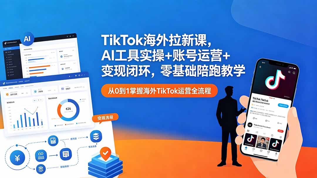（18522期）TikTok海外拉新课，AI工具实操+账号运营+变现闭环，零基础陪跑教学-知创网