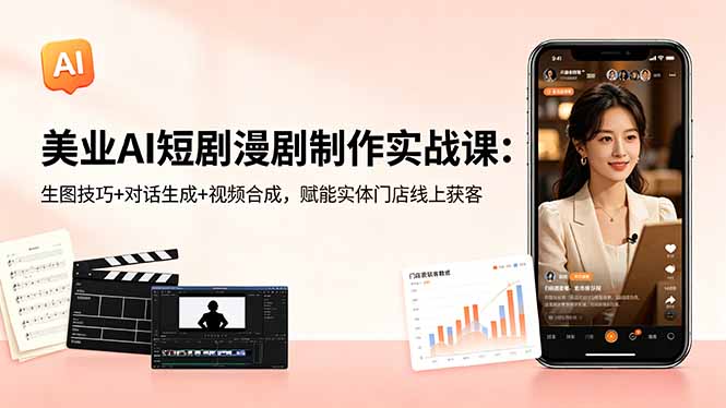 （18536期）美业AI短剧漫剧制作实战课：生图技巧+对话生成+视频合成，赋能实体门店线上获客-知创网