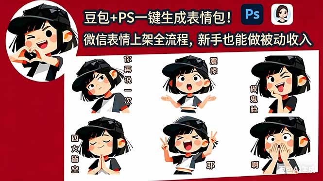 （18402期）豆包+PS一键生成表情包！微信表情上架全流程，新手也能做被动收入-知创网