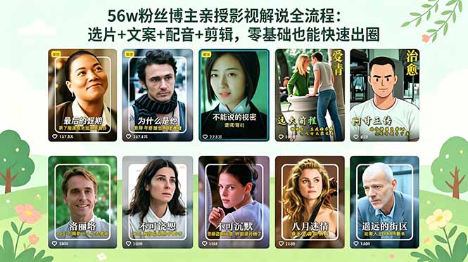 （18579期）56万粉丝博主亲授影视解说全流程：选片+文案+配音+剪辑，零基础也能快速出圈-知创网