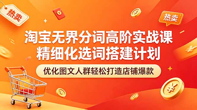 （18564期）淘宝无界分词高阶实战课 精细化选词搭建计划 优化图文人群轻松打造店铺爆款-知创网