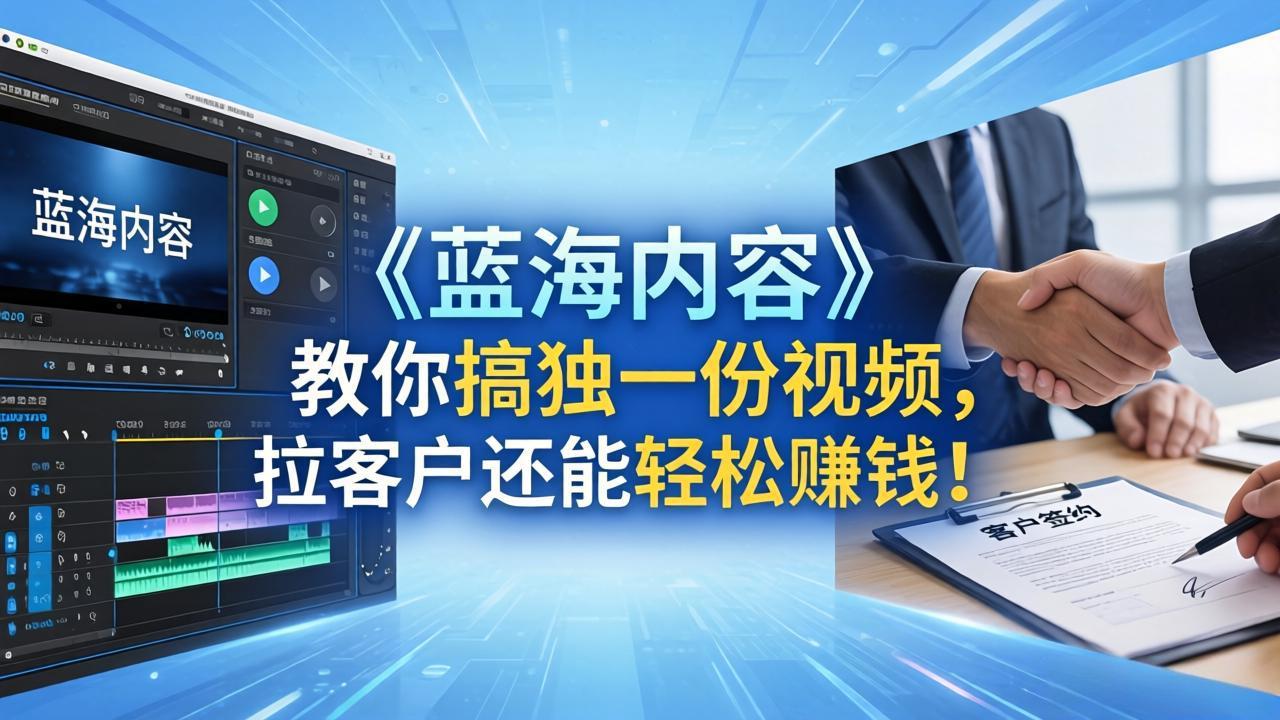（18301期）做视频卷不动了？《蓝海内容》教你搞独一份视频，拉客户还能轻松赚钱！-知创网