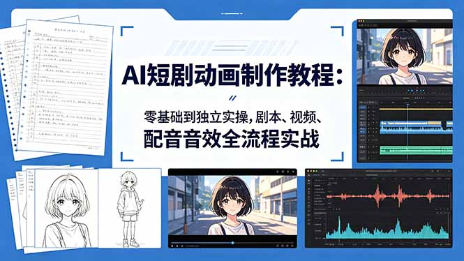 （18351期）AI短剧动画制作教程：零基础到独立实操，剧本、视频、配音音效全流程实战-知创网