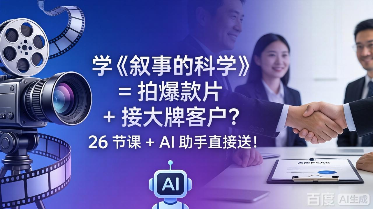 （18302期）学《叙事的科学》= 拍爆款片 + 接大牌客户？26 节课 + AI 助手直接送！-知创网