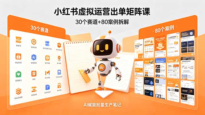 （18342期）小红书虚拟运营出单矩阵课：30个赛道+80案例拆解，AI赋能批量生产笔记-知创网