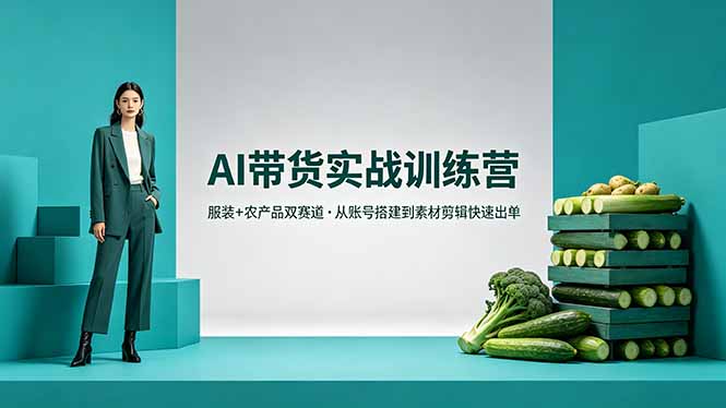 （18355期）AI带货实战训练营，服装+农产品双赛道，从账号搭建到素材剪辑快速出单-知创网