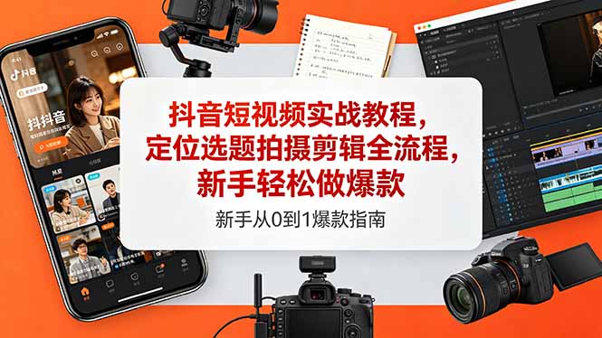 （18524期）抖音短视频实战教程，定位选题拍摄剪辑全流程，新手轻松做爆款-知创网