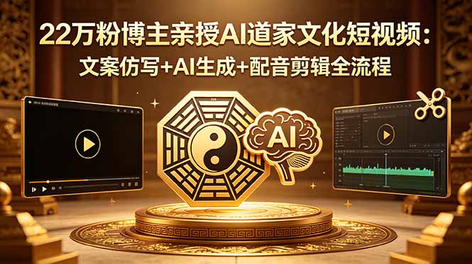 （18580期）22万粉博主亲授AI道家文化短视频：文案仿写+AI生成+配音剪辑全流程-知创网