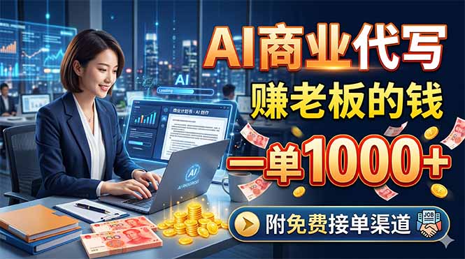 （18444期）AI商业代写，赚老板的钱，一单1000+，附免费接单渠道-知创网