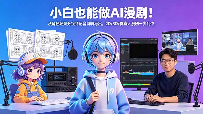 （18343期）小白也能做AI漫剧！从角色场景分镜到配音剪辑导出，2D/3D/仿真人漫剧一步到位-知创网