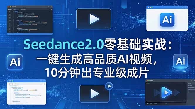 （18323期）Seedance2.0零基础实战：一键生成高品质AI视频，10分钟出专业级成片-知创网