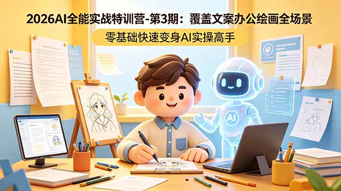 （18572期）2026AI全能实战特训营-第3期：覆盖文案办公绘画全场景 零基础快速变身AI实操高手-知创网