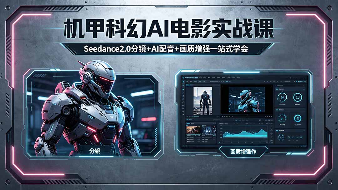 （18298期）机甲科幻 AI 电影实战课，Seedance2.0 分镜 + AI 配音 + 画质增强一站式学会-知创网