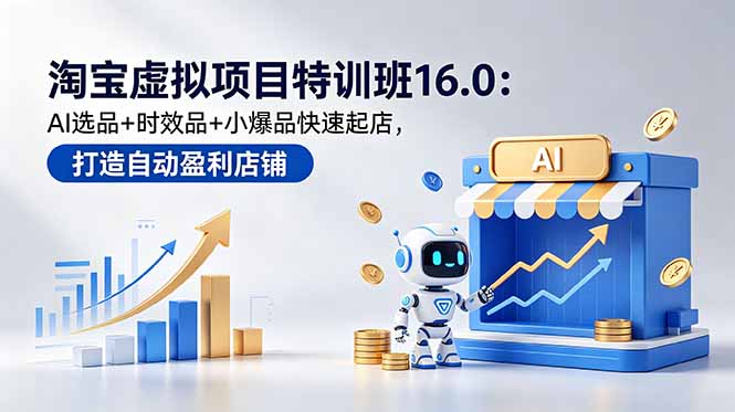 （18666期）淘宝虚拟项目特训班16.0：AI选品+时效品+小爆品快速起店，打造自动盈利店铺-知创网