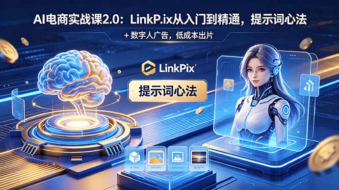 （18655期）AI 电商实战课2.0｜LinkPix 从入门到精通，提示词心法 + 数字人广告，低成本出片-知创网