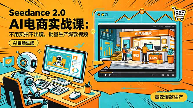 （18433期）Seedance 2.0 AI电商实战课：不用实拍不出镜，批量生产爆款视频打爆GMV-知创网