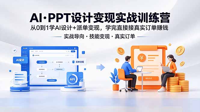 （18458期）AI·PPT设计变现实战训练营，从0到1学AI设计+派单变现，学完直接接真实订单赚钱-知创网