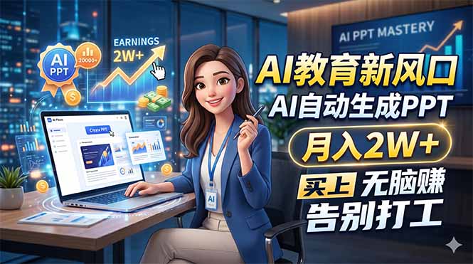 （18330期）AI教育新风口，AI自动生成PPT，月入2W+，无脑赚，告别打工-知创网