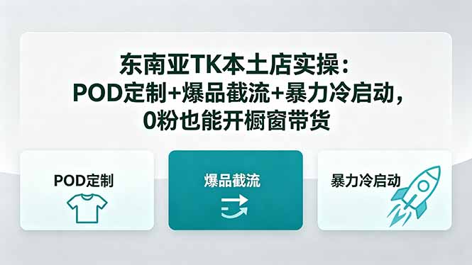 （18488期）东南亚TK本土店实操-5月更新：POD定制+爆品截流+暴力冷启动，0粉也能开橱窗带货-知创网