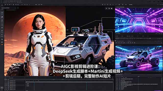 （18475期）AIGC影视剪辑进阶课：DeepSeek生成脚本+Martini生成视频+剪辑后期，完整制作AI短片-知创网