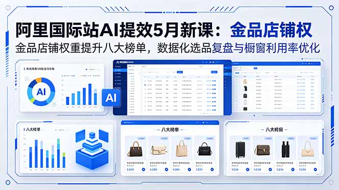 （18556期）阿里国际站AI提效5月新课：金品店铺权重提升八大榜单，数据化选品复盘与橱窗利用率优化-知创网