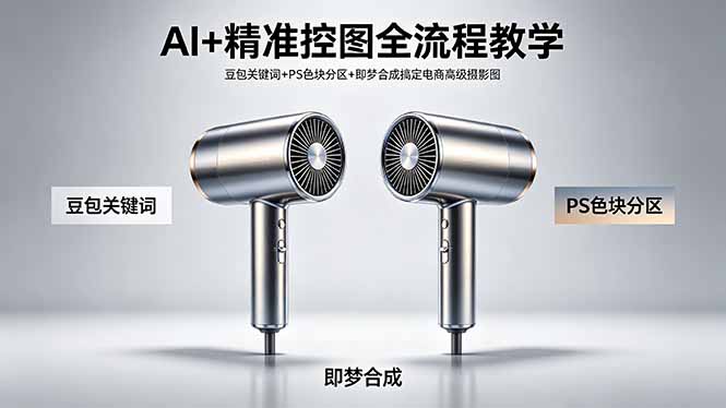 （18331期）AI+精准控图全流程教学 豆包关键词+PS色块分区+即梦合成搞定电商高级摄影图-知创网