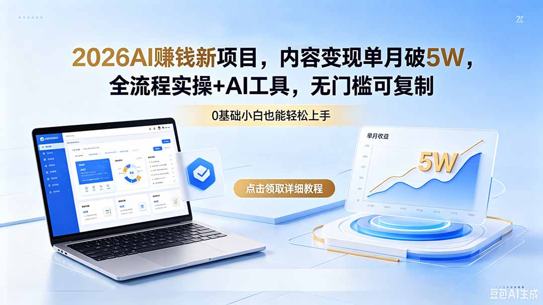（18476期）2026AI赚钱新项目，内容变现单月破5W，全流程实操+AI工具，无门槛可复制-知创网