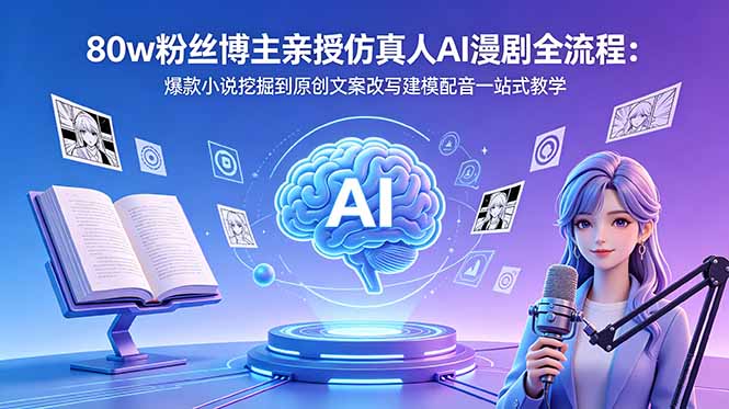 （18581期）80w粉丝博主亲授仿真人AI漫剧全流程：爆款小说挖掘到原创文案改写建模配音一站式教学-知创网