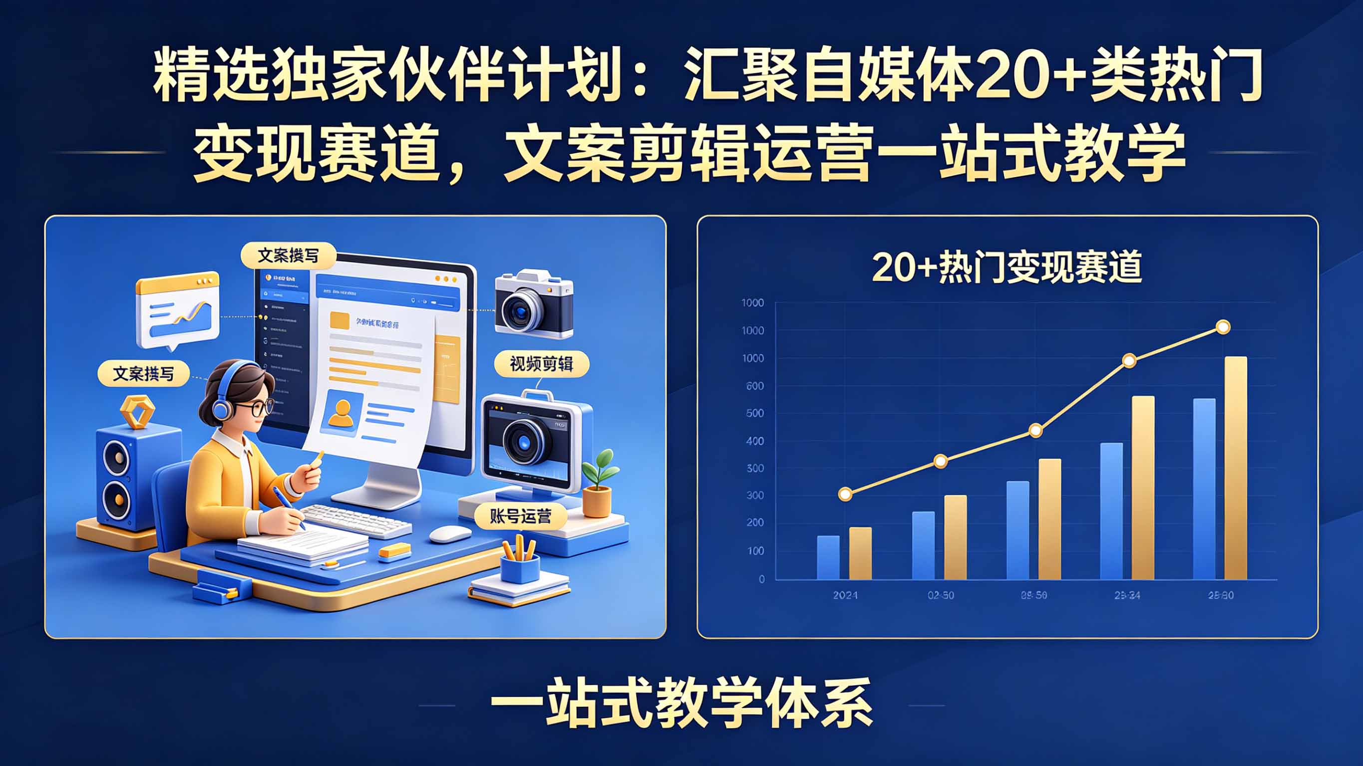 （18478期）精选独家伙伴计划：汇聚自媒体20+类热门变现赛道，文案剪辑运营一站式教学-知创网