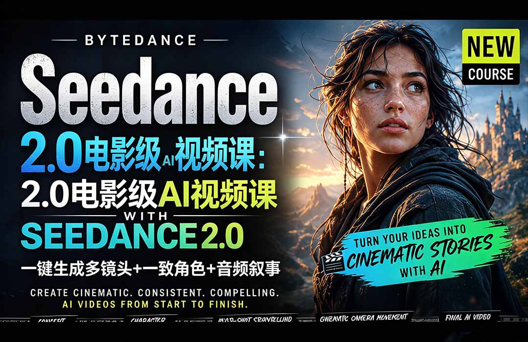 （18415期）Seedance 2.0电影级AI视频课：一键生成多镜头+一致角色+音频叙事-知创网