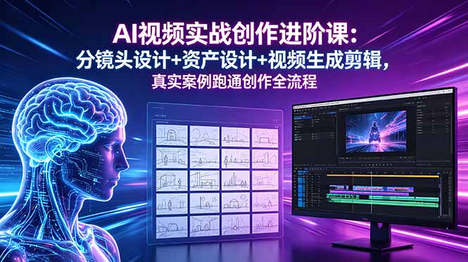 （18596期）AI视频实战创作进阶课：分镜头设计+资产设计+视频生成剪辑，真实案例跑通创作全流程-知创网