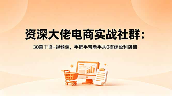 （18529期）资深大佬电商实战社群：30篇干货+视频课，手把手带新手从0搭建盈利店铺-知创网